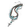 3Pcs 3 Styles Retro Synthetic Turquoise & CCB Plastic Beaded Necklace Set NJEW-B120-01B-5