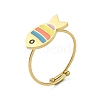 Fish 304 Stainless Steel Enamel Ring RJEW-A038-06G-1