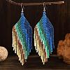 Bohemian Style Blue Ombre Tassel Dangle Earrings JM6749-1