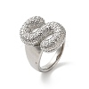 Letter Brass Micro Pave Clear Cubic Zirconia Open Cuff Ring for Women RJEW-N046-03S-P-1