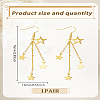 1 Pair Brass Star Tassel Dangle Earrings EJEW-LP0007-113G-2