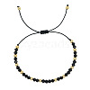 Glass & Brass Round Beads Braided Bead Bracelets LS-RD6595-1-1
