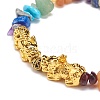 Natural & Synthetic Mixed Stone Chips Stretch Bracelet with Alloy Pixiu BJEW-JB08571-4