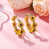 Glass Flower Hoop Earrings EJEW-TA00587-2