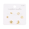 6 Pcs Brass Mirco Pave Clear Cubic Zirconia Ear Studs EJEW-S218-01G-06-1