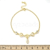 Brass Micro Pave Clear Cubic Zirconia Charm Bracelets for Women BJEW-C083-01A-G-5