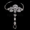 Fashion Alloy & Acrylic Rhinestone Flower Toe Ring Anklets for Beach Party WGAEED0-01-1