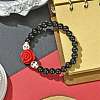 2Pcs 2 Colors Halloween Theme 8.5mm Round Synthetic Black Stone Beaded Stretch Bracelet Sets BJEW-JB10882-3