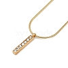 PVD Vacuum Plating 304 Stainless Steel Crystal Rhinestone Rectangle Pendant Round Snake Chain Necklaces for Women NJEW-Z044-06G-1