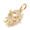 Brass Micro Pave Cubic Zirconia Pendants KK-Q001-17G-2