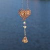 Wire Wrapped Natural Citrine Chip & Metal Heart Hanging Ornaments PW-WG4135E-01-5