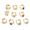 304 Stainless Steel with Glass Cat Eye Cuff Rings for Women RJEW-K309-40F-4