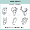 ANATTASOUL 6Pcs 6 Styles Synthetic Moonstone & Cat Eye Open Cuff Rings Set RJEW-AN0001-09-7