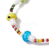 3mm Round Glass Seed Beads & Mushroom Handmade Lampwork Stretch Bracelets for Women BJEW-TA00523-3