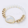 Electroplated Natural Lava Rock and Natural Frosted Amazonite Stretch Bracelets BJEW-P078-01E-1