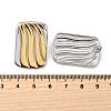 Rectangle 304 Stainless Steel Two Tone Stud Earrings EJEW-D308-10B-PG-3