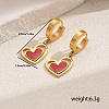 Romantic Stainless Steel Hollow Heart Pendant Hoop Earrings for Sweet Daily Parties XH1770-4-7