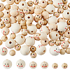 DICOSMETIC 100Pcs 3 Styles Printed Wood European Beads WOOD-DC0001-12-1