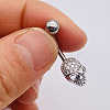 304 Stainless Steel Micro Pave Cubic Zirconia Belly Rings WGADED5-26-1