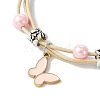 Butterfly Alloy Pink Enamel Charm Bracelets BJEW-JB10729-3