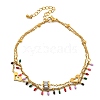 304 Stainless Steel Enamel Anklets AJEW-P125-01F-G-1