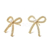 Rack Plating Brass Micro Pave Clear Cubic Zirconia Bowknot Stud Earrings for Women EJEW-P280-27G-1