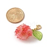 Flower Glass Pendant Decoration HJEW-TA00286-02-3