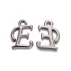 Gunmetal Plated Alloy Letter Pendants PALLOY-P097-03-E-1