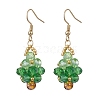 304 Stainless Steel Glass Seed Beads Christmas Tree Dangle Earrings EJEW-MZ00581-02-3