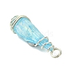 2Pcs Electroplated Natural Quartz Crystal Dyed Copper Wire Wrapped Pendants PALLOY-JF03166-02-5