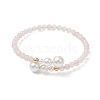 Natural Rose Quartz Beaded Cuff Bangles BJEW-JB13326-03-2