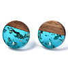 Transparent Resin & Walnut Wood Stud Earring Findings MAK-N032-007A-F01-2