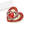 Heart Alloy Rhinestone Brooches for Backpack Clothes PW-WGF90AF-01-3