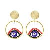 Evil Eye Handmade Glass Seed Beads Dangle Stud Earrings EJEW-MZ00371-01-2