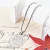 304 Stainless Steel Flat Round with Arabic Pendant Box Chain Necklaces for Women Men NJEW-R013-03P-1