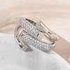 Brass Micro Pave Cubic Zirconia Cuff Open Rings for Women RJEW-L343-12P-01-3