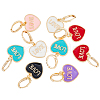 12Pcs 6 Colors Heart with Word Love Enamel Dangle Leverback Earrings EJEW-DC0001-26-3