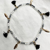 Bohemian Style Alloy Feather Charm Tassel Plastic Seed Beaded Stretch Anklets FS-WGB8A48-04-1