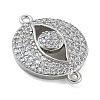 Rack Plating Brass Micro Pave Clear Cubic Zirconia Eye Connector Charms KK-A234-047P-2