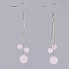 Natural Rose Quartz Dangle Earrings EJEW-JE02813-03-1