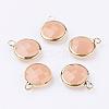 Golden Tone Brass Glass Flat Round Charms GLAA-M003-A-20G-1