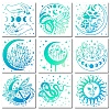 9Pcs 9 Styles PET Plastic Hollow Out Drawing Painting Stencils Templates DIY-WH0244-275-1