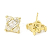 Rhombus Brass Micro Cubic Zirconia Stud Earrings EJEW-L270-20G-02-1