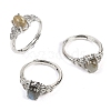 Oval Natural Labradorite Adjustable Rings RJEW-Q819-01P-04-1