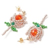 Glass Seed Beads Dangle Stud Earrings EJEW-MZ00326-03-4