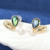 Teardrop Brass Abalone Shell Stud Earrings KK-D301-15G-5