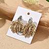 Alloy Leaf Tassel Stud Earrings for Women EJEW-A122-02G-1