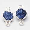 Electroplated Natural & Dyed Druzy Agate Links connectors G-N0168-014A-3