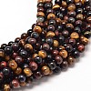 Natural Mixed Tiger Eye Round Bead Strands X-G-P072-35-8mm-1