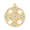 Rack Plating Brass Micro Pave Clear & Cyan Cubic Zirconia Pendants KK-D073-14G-1